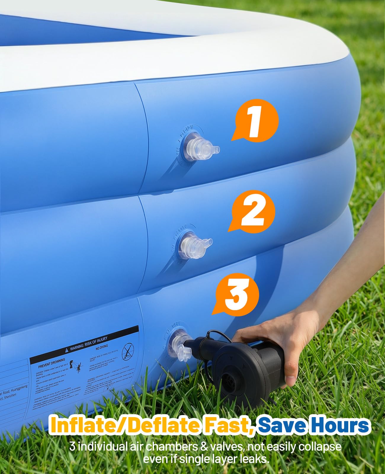 HeySplash reinforced PVC 0-35mm thick walls resist wear and tear.