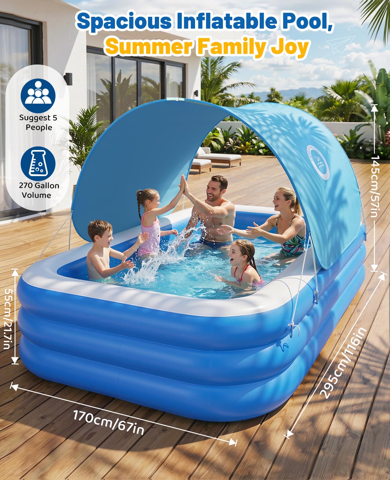 HeySplash three chamber design enhances stability for safe water play.
