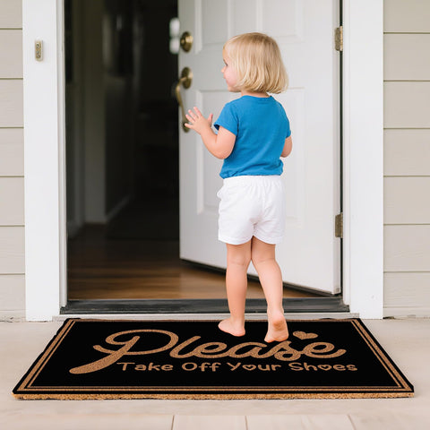 HEYAOBAIHUO welcome mat front door with inviting design and reliable foot wipe.