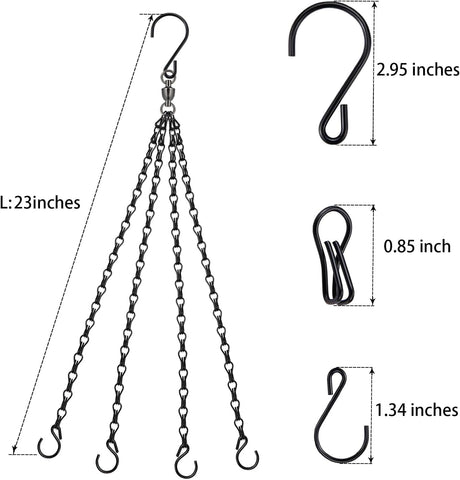 Heybe adjustable hanging chains hold lanterns, baskets, or wind chimes.