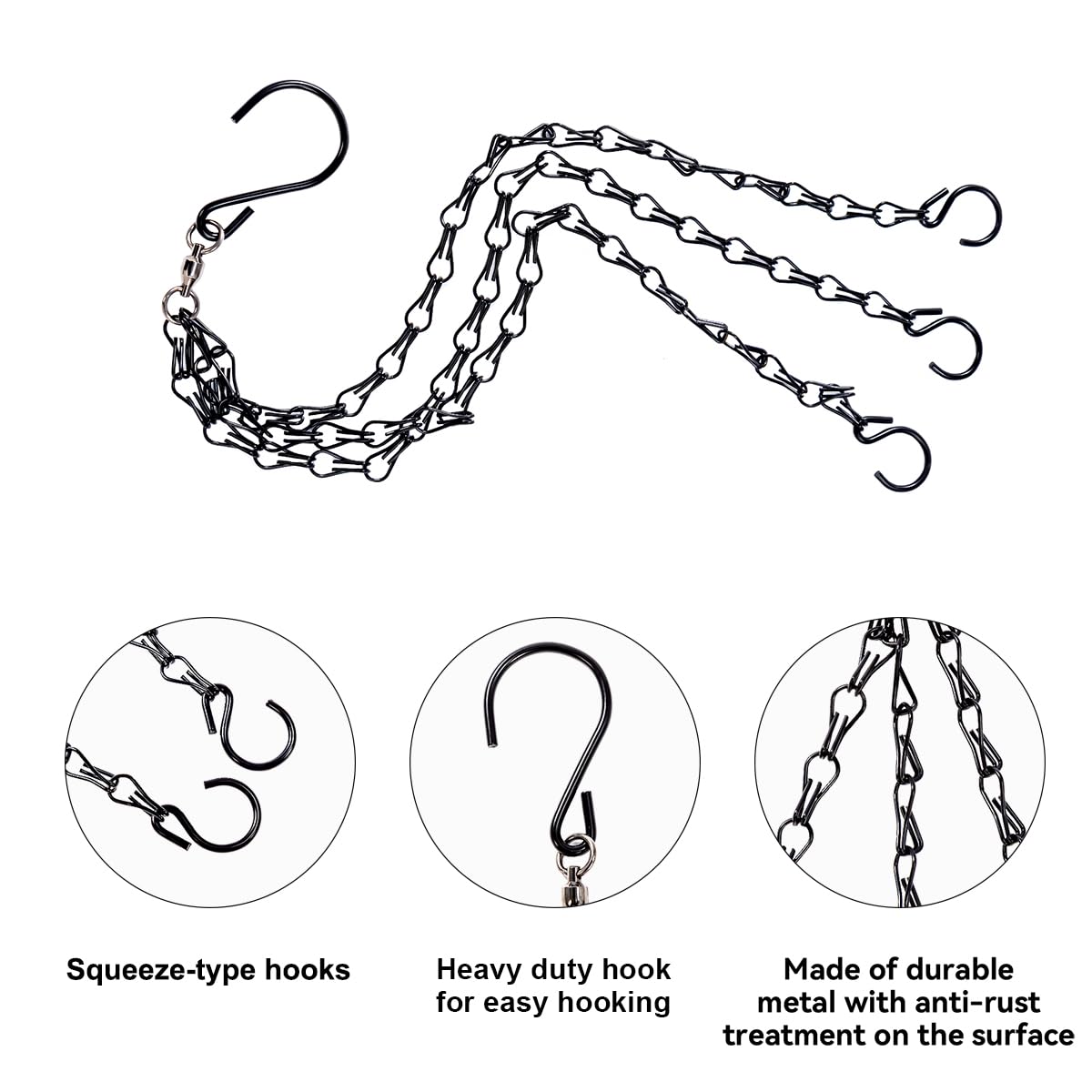 Heybe black plant hangers set of 3 ideal for indoor and outdoor displays.