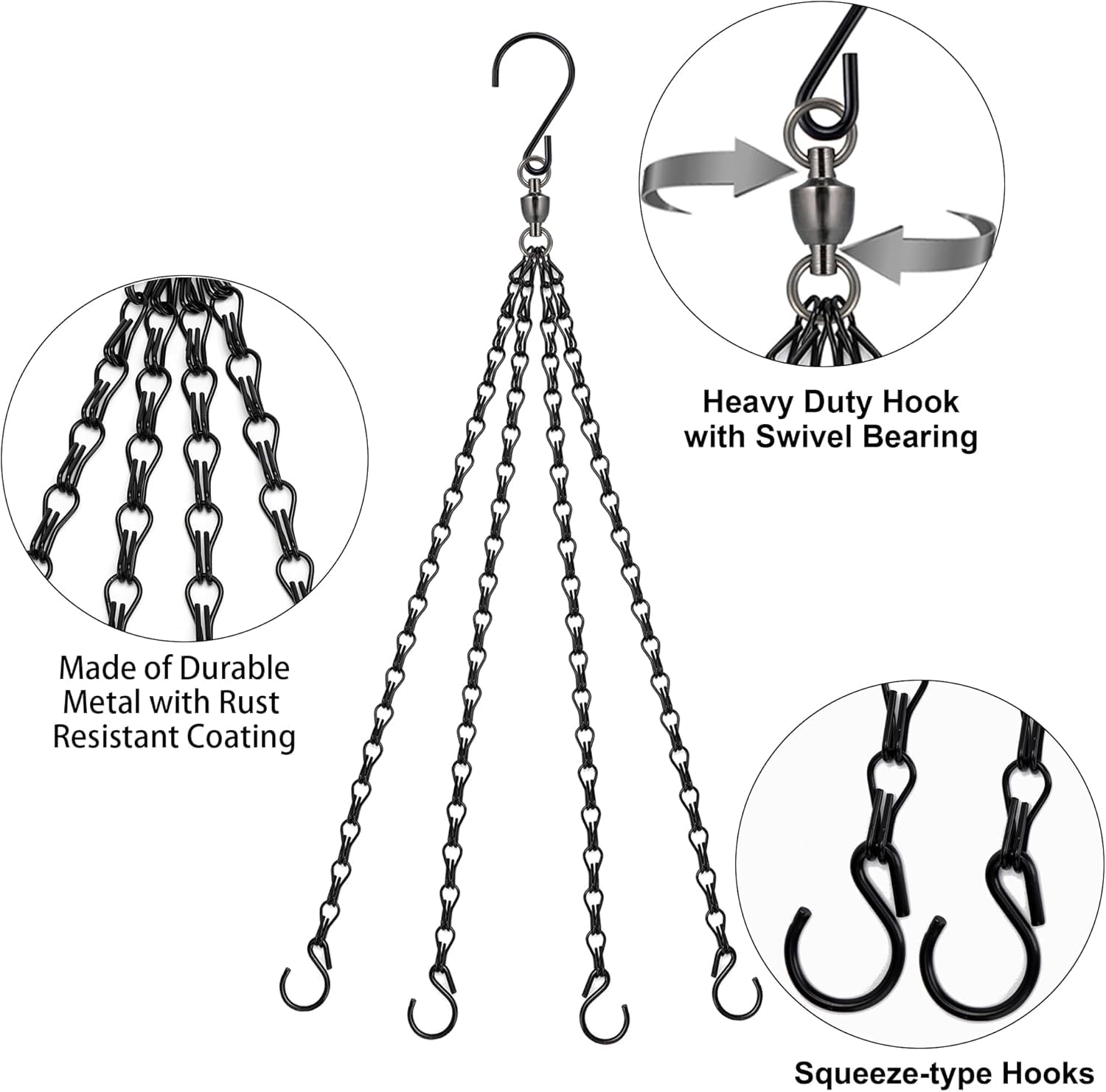 Heybe iron hanger resists rust for indoor and outdoor plant display.