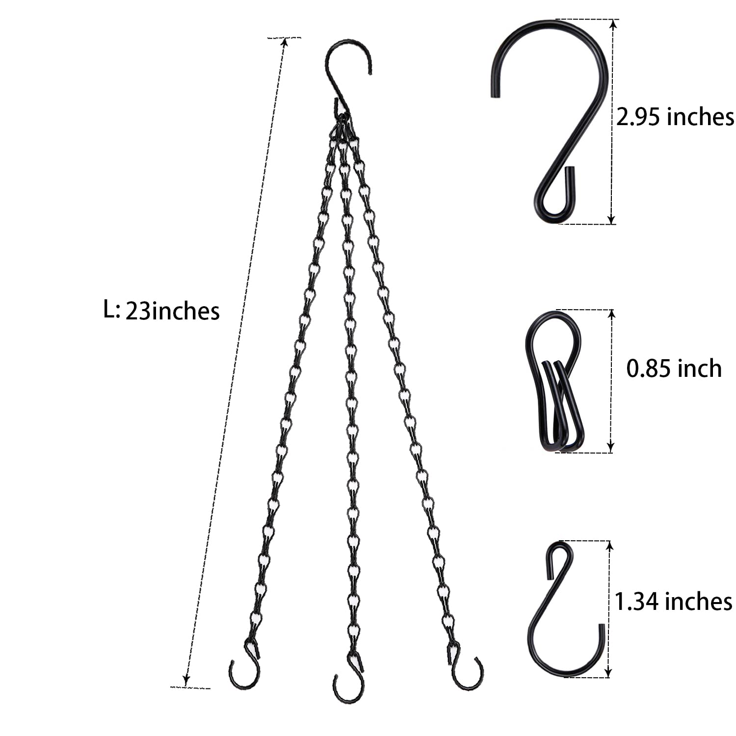 Heybe chain hanging ornaments and pots for decorative indoor or outdoor spaces.