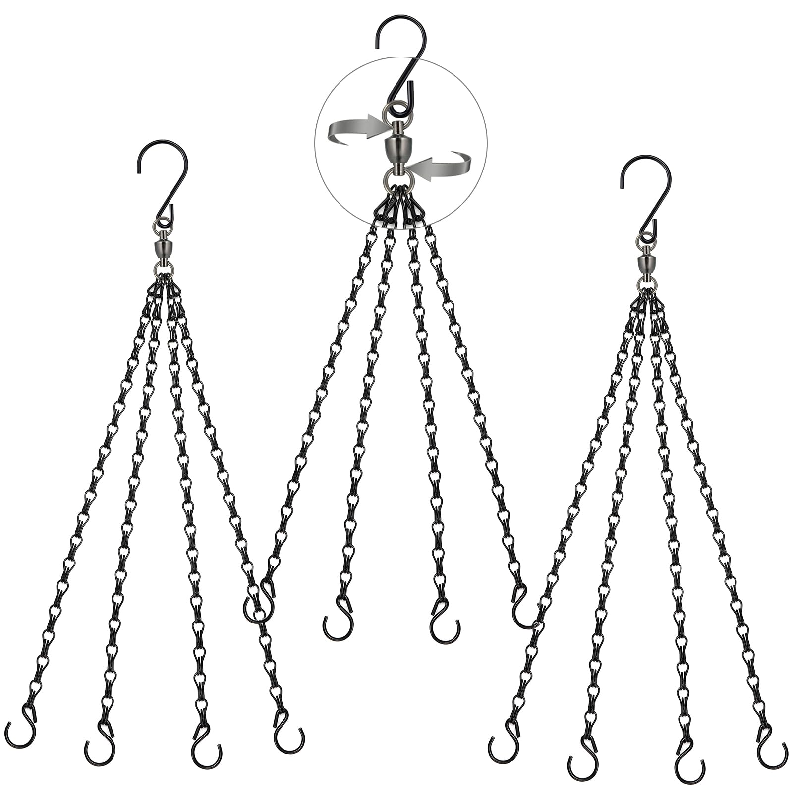 Heybe swivel hanging basket 23in with 4 leads for sturdy outdoor display.