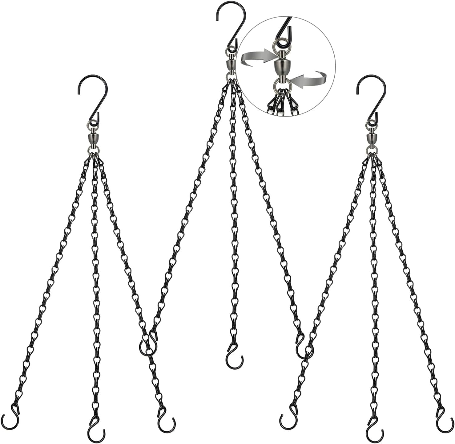 Heybe swivel hanging basket chains support pots and lanterns up to 33 lbs.
