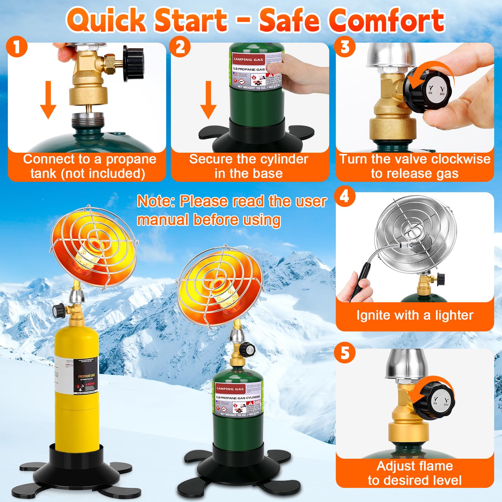 HEYDUOTON ice fishing heater ready for chilly outdoor adventures.