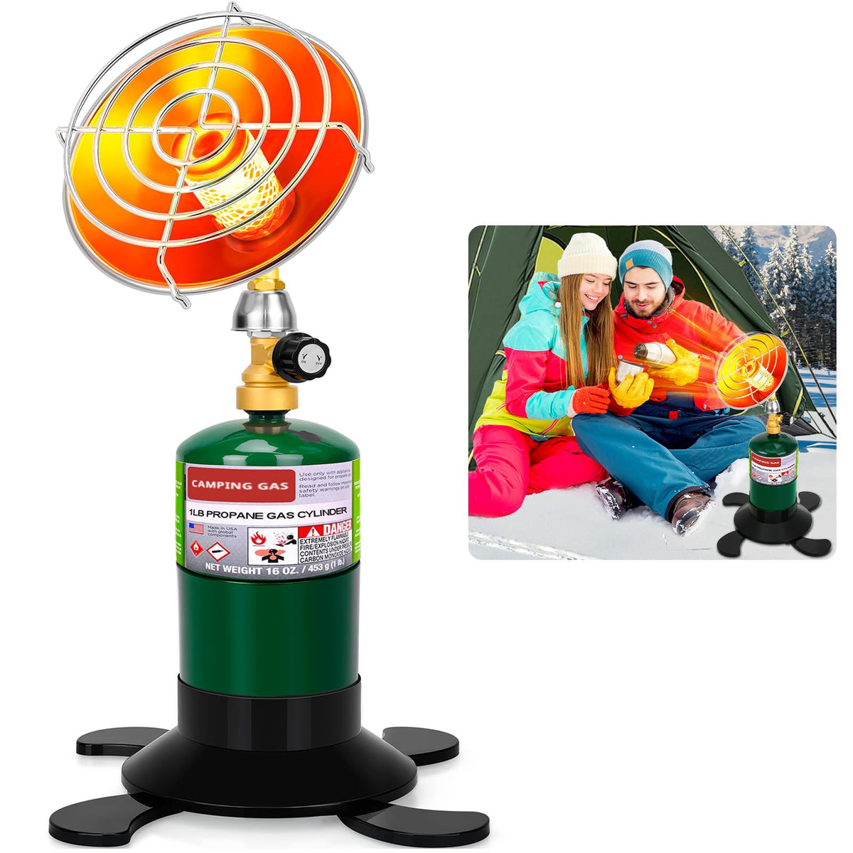 HEYDUOTON portable propane heater in compact design for easy transport.