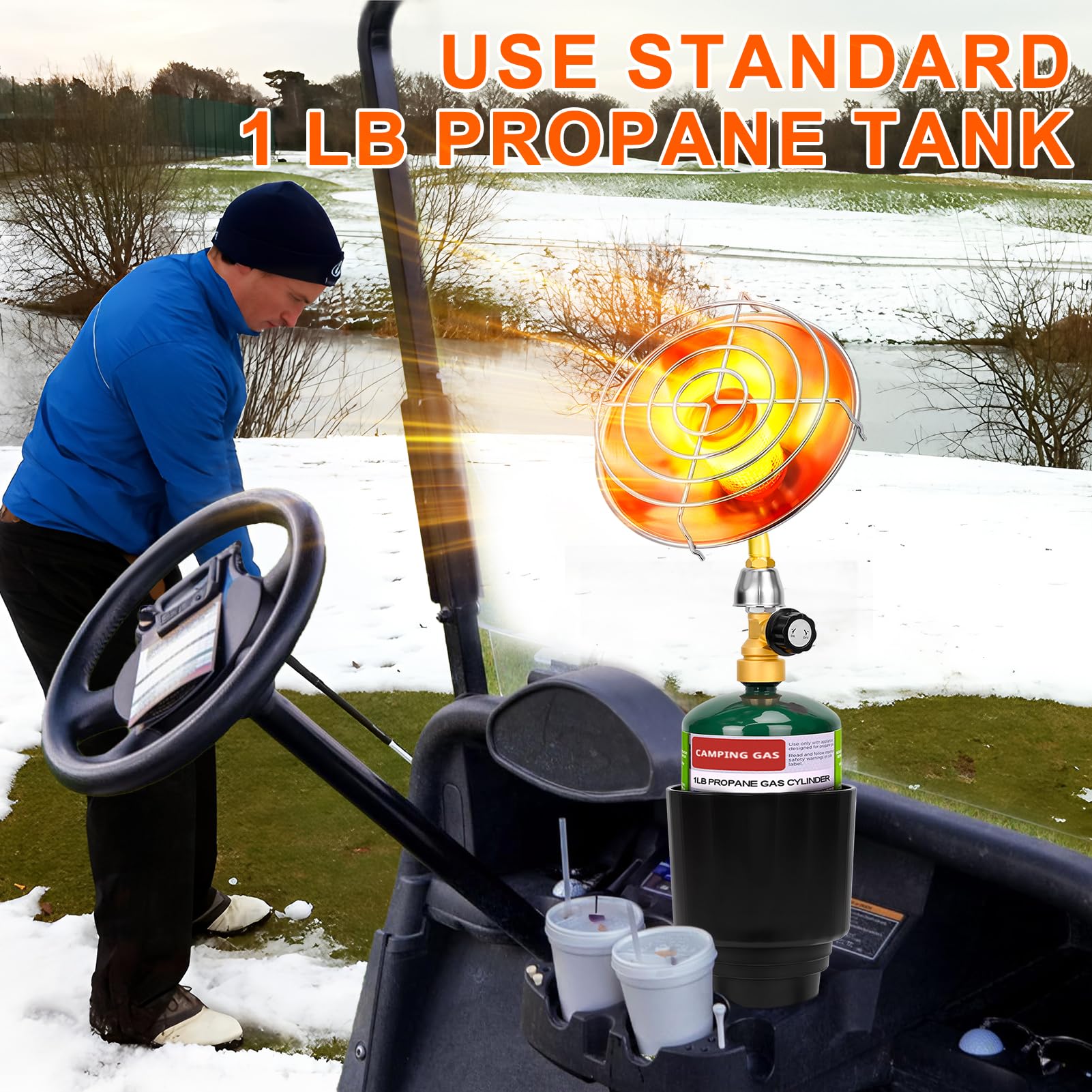 HEYDUOTON universal-fit design shown on a range of golf carts.