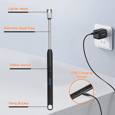 HEYDUOTON windproof USB lighter ensures quick ignition in windy conditions.