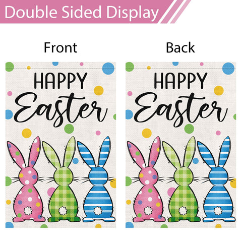 Heyfibro 12x18 Easter garden flag suitable for porch, patio, or veranda.
