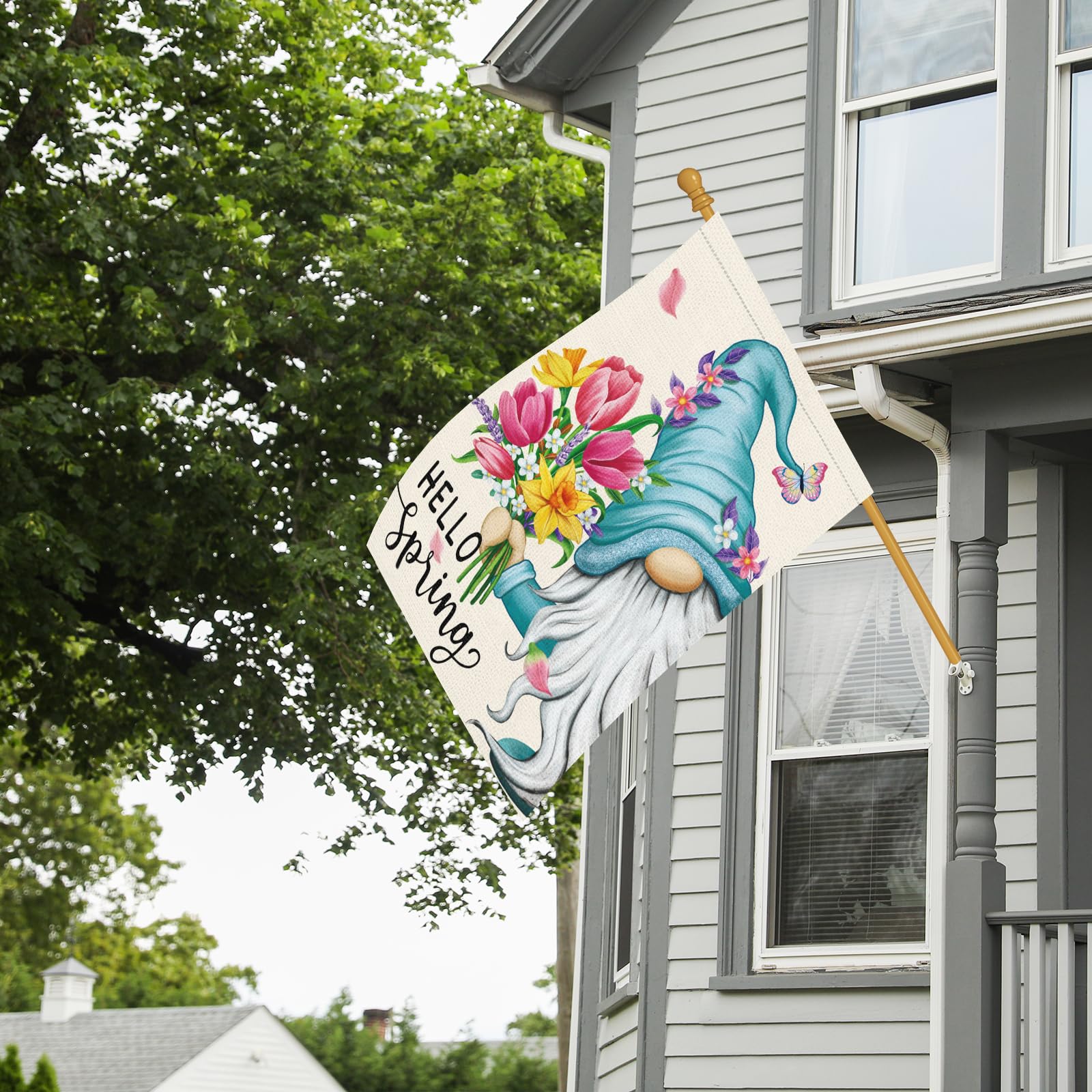 Heyfibro 28x40 inch flag designed for standard garden stands.