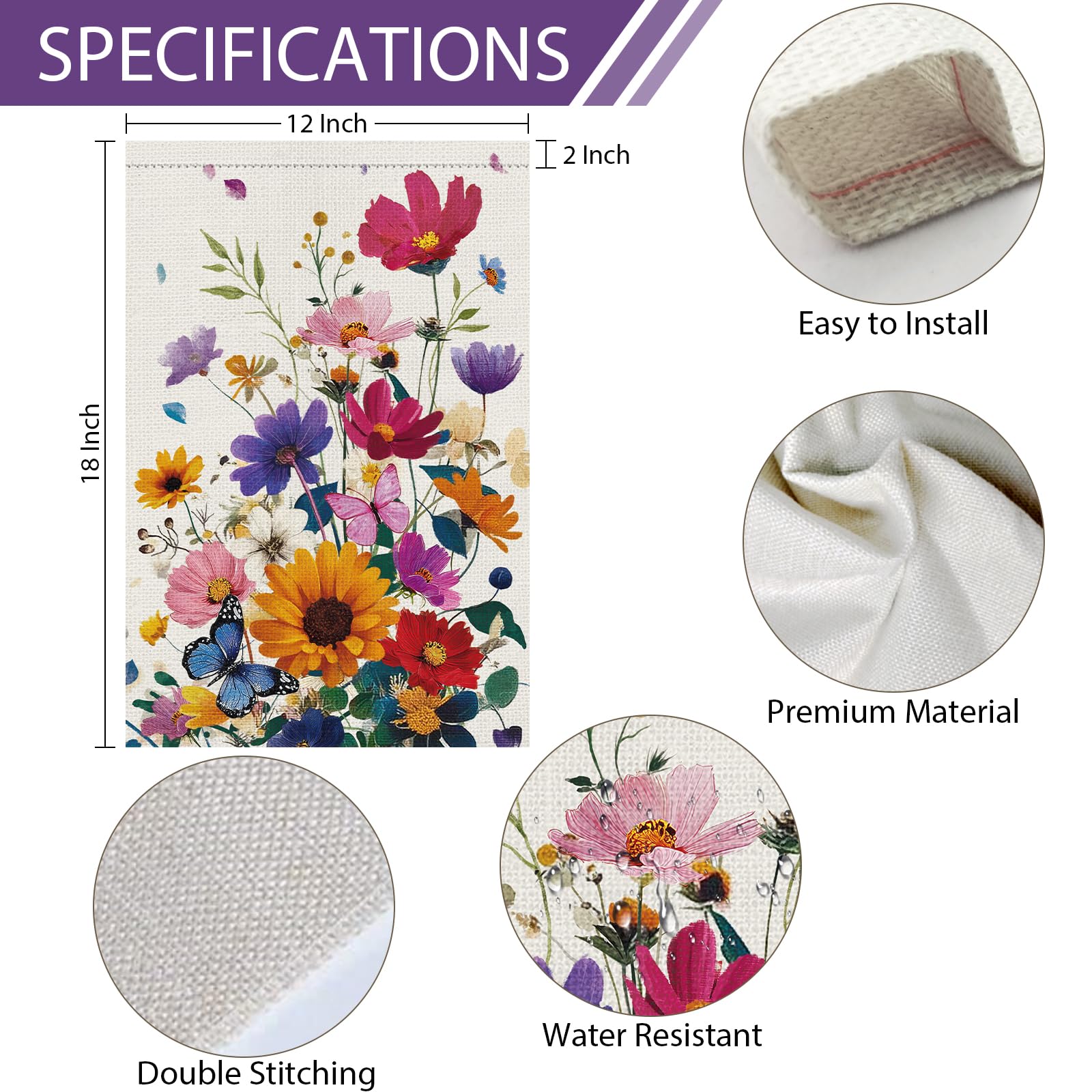 Heyfibro bright cosmos, daisies design flag enhances springtime outdoor spaces.