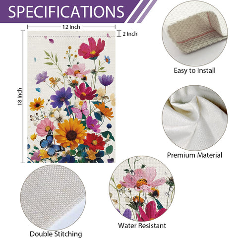 Heyfibro bright cosmos, daisies design flag enhances springtime outdoor spaces.