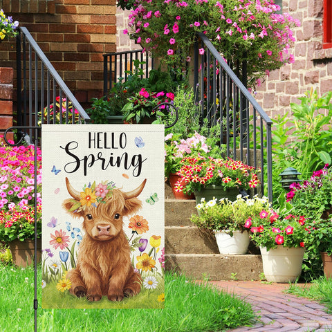 Heyfibro Double-sided Hello Spring flag ensures visibility from both sides.