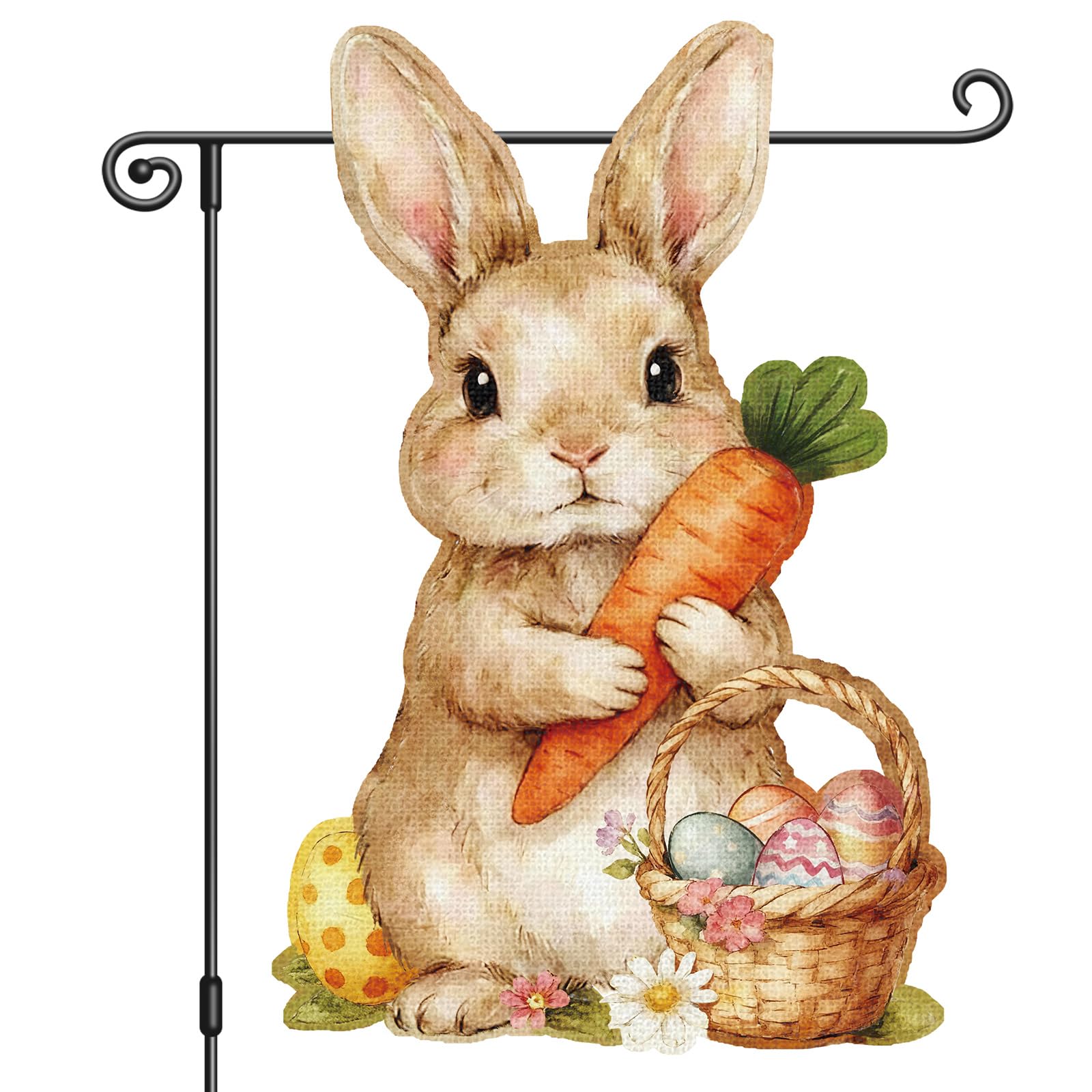 Heyfibro Easter Bunny Garden Flag double-sided welcomes guests with seasonal porch charm.
