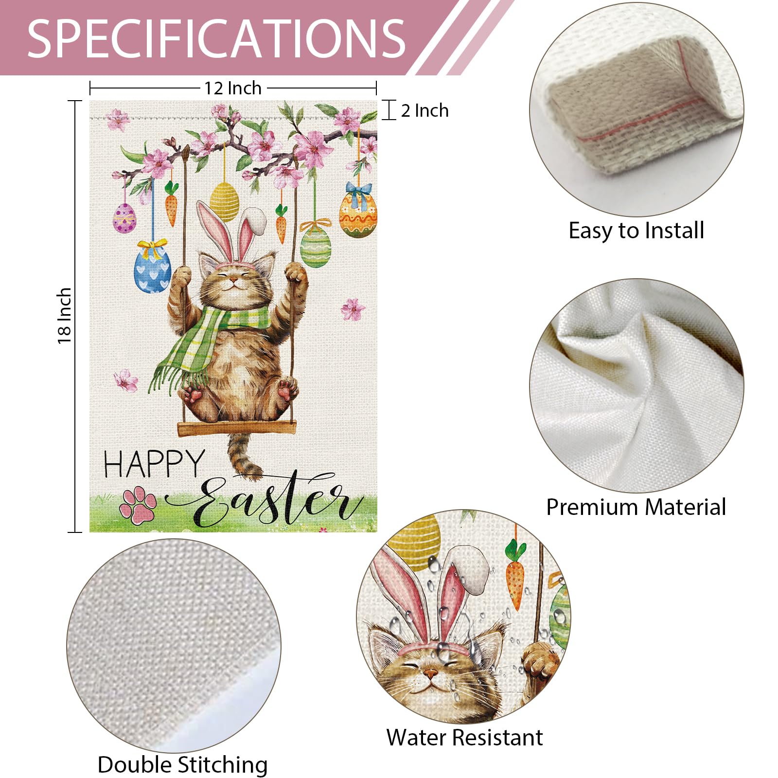 Heyfibro Easter eggs and magnolia flowers flag adds seasonal color to garden.