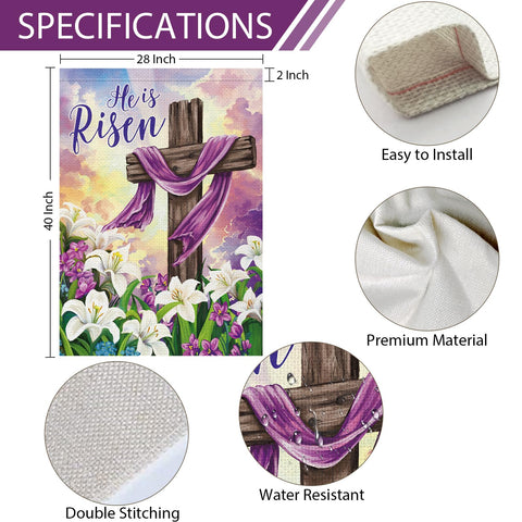 Heyfibro Burlap-textured Easter flag offers rugged outdoor use and vibrant color retention.