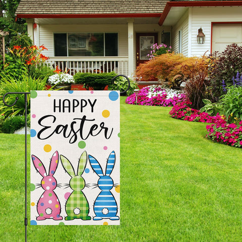 Heyfibro Flag-pole-ready Easter banner designed for simple outdoor installation.