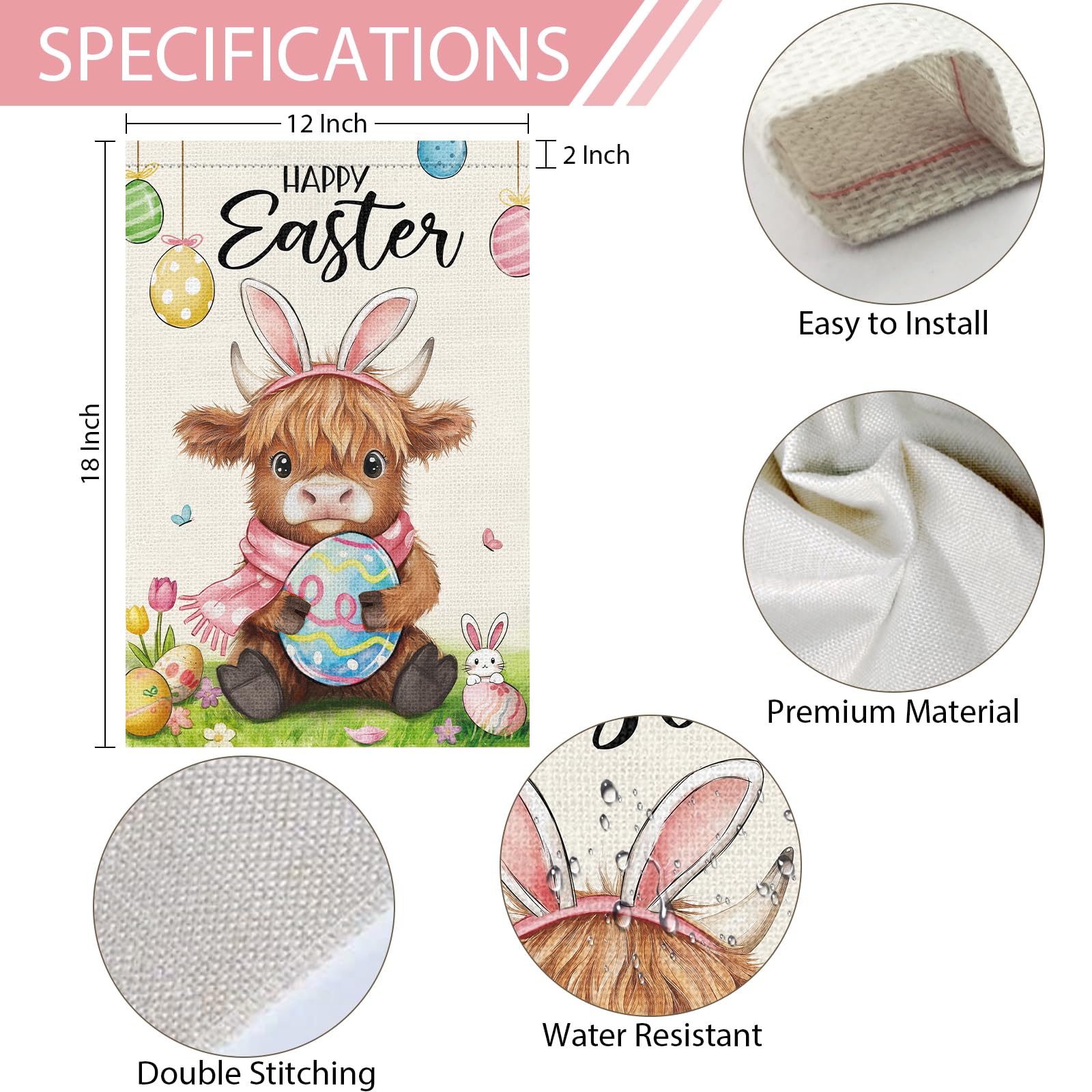 Heyfibro floral Easter accents flag adds seasonal color to garden entrances.