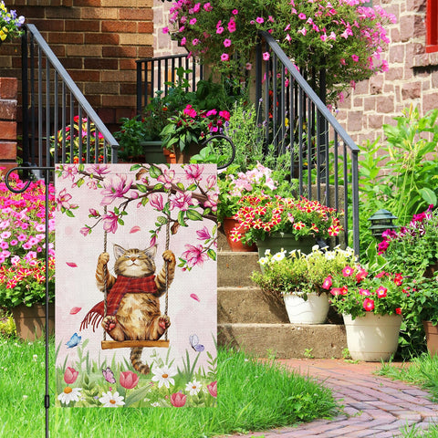Heyfibro Magnolia Daisy Tulip Butterfly Flag enhances garden color and rustic feel