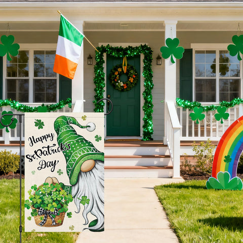 Heyfibro double-sided gnome flag readable from both sides for outdoor display