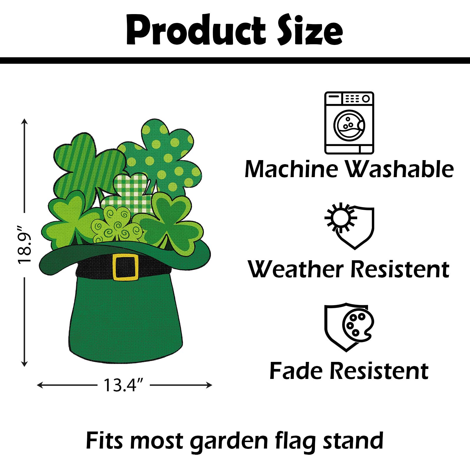 Heyfibro shamrock pattern garden flag with hanging sleeve for easy display.
