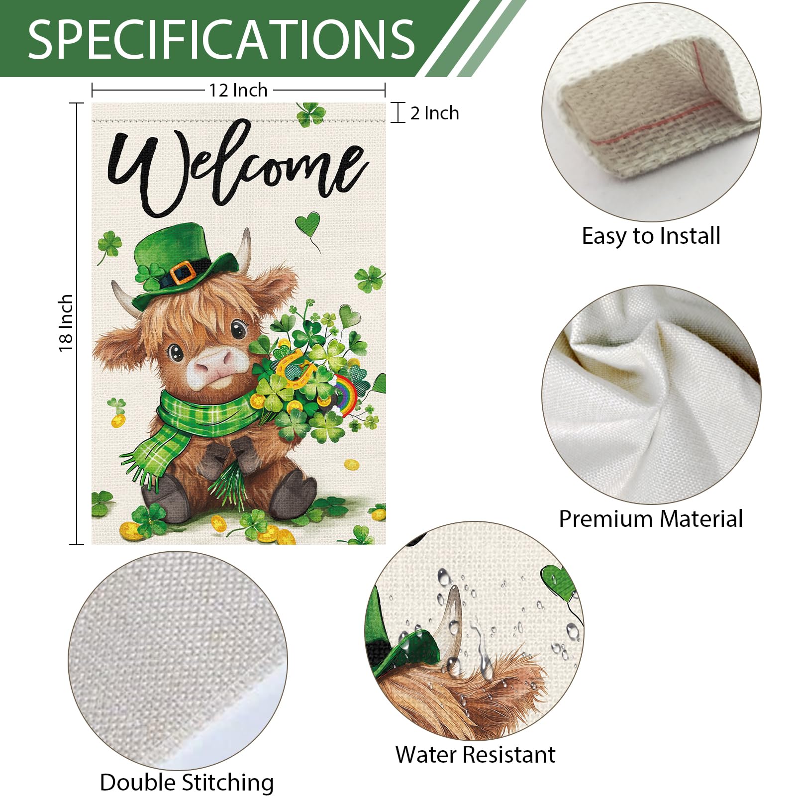 Heyfibro shamrocks, gold coins, horseshoe, rainbow flag details signaling Irish luck