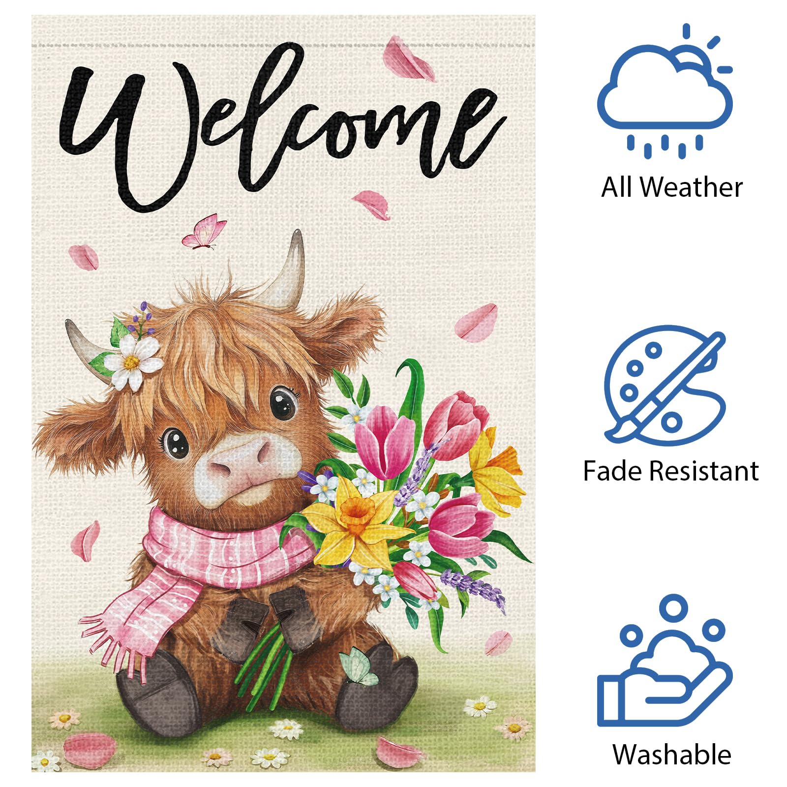 Heyfibro Spring Design Flag creates cheerful seasonal ambiance in yards.