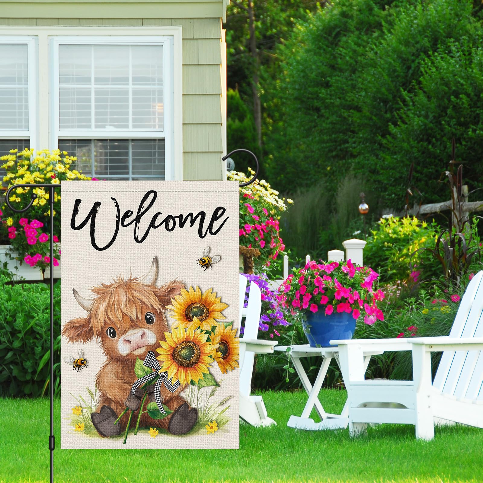 Heyfibro Sunflower Bee Garden flag adds cheerful color and seasonal curb appeal to outdoor spaces