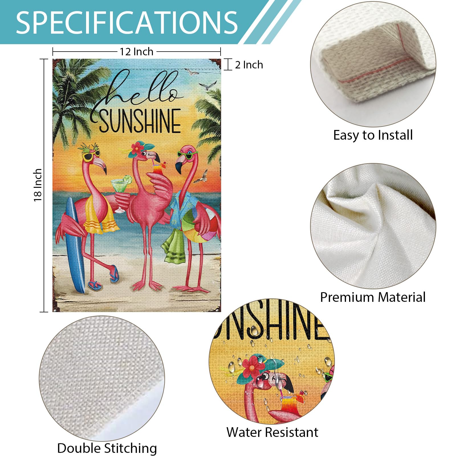 Heyfibro Tropical palm flamingo design - vibrant beach vibe for outdoor spaces.
