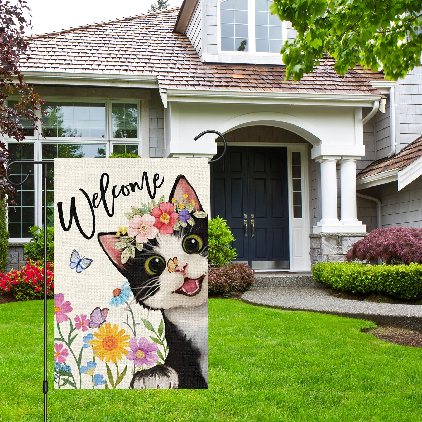Heyfibro Vibrant spring decor flag enhances garden ambiance and welcome