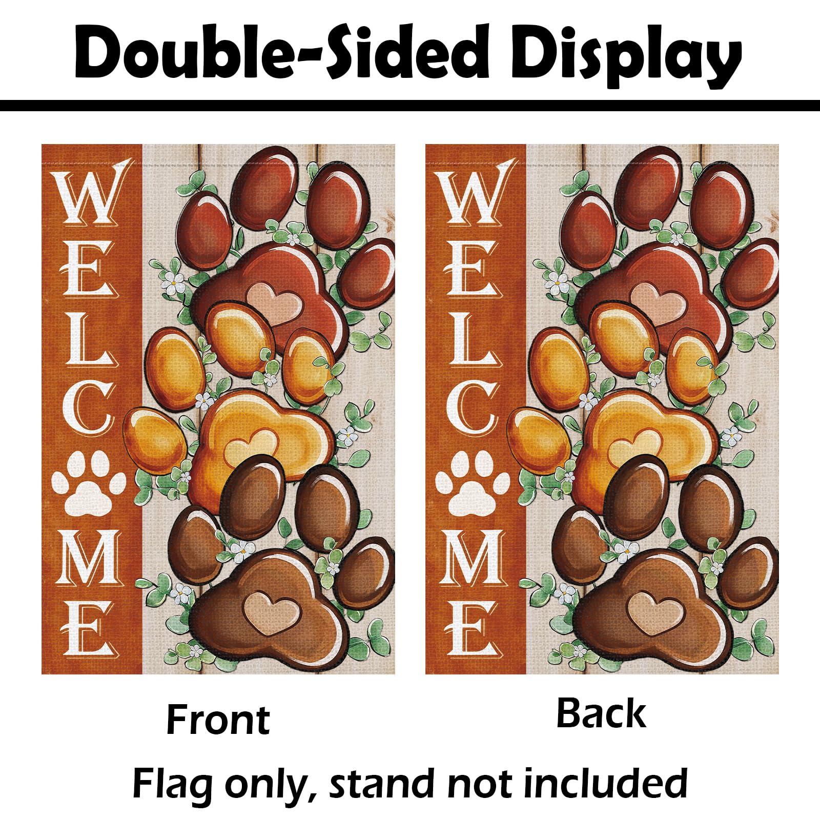 Heyfibro Welcome Garden Flag measures 12x18 inches for standard flag stands.
