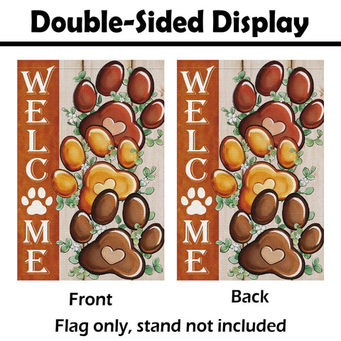 Heyfibro Welcome Garden Flag measures 12x18 inches for standard flag stands.