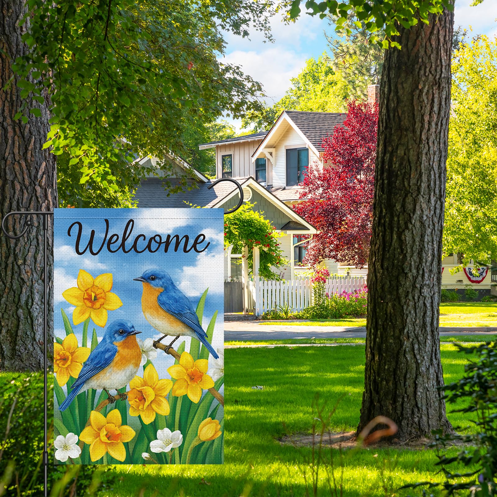 Heyfibro welcome spring flag burlap double-sided, adds durable color to your yard.