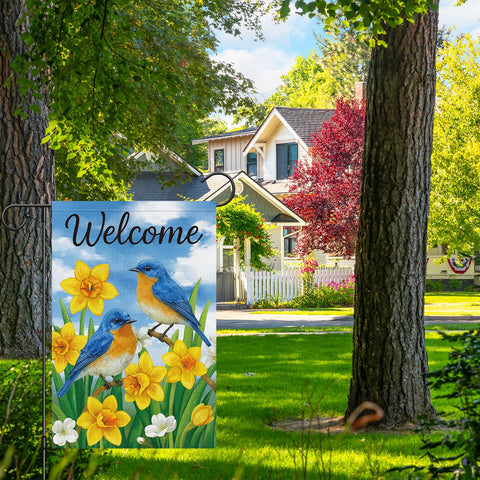 Heyfibro welcome spring flag burlap double-sided, adds durable color to your yard.