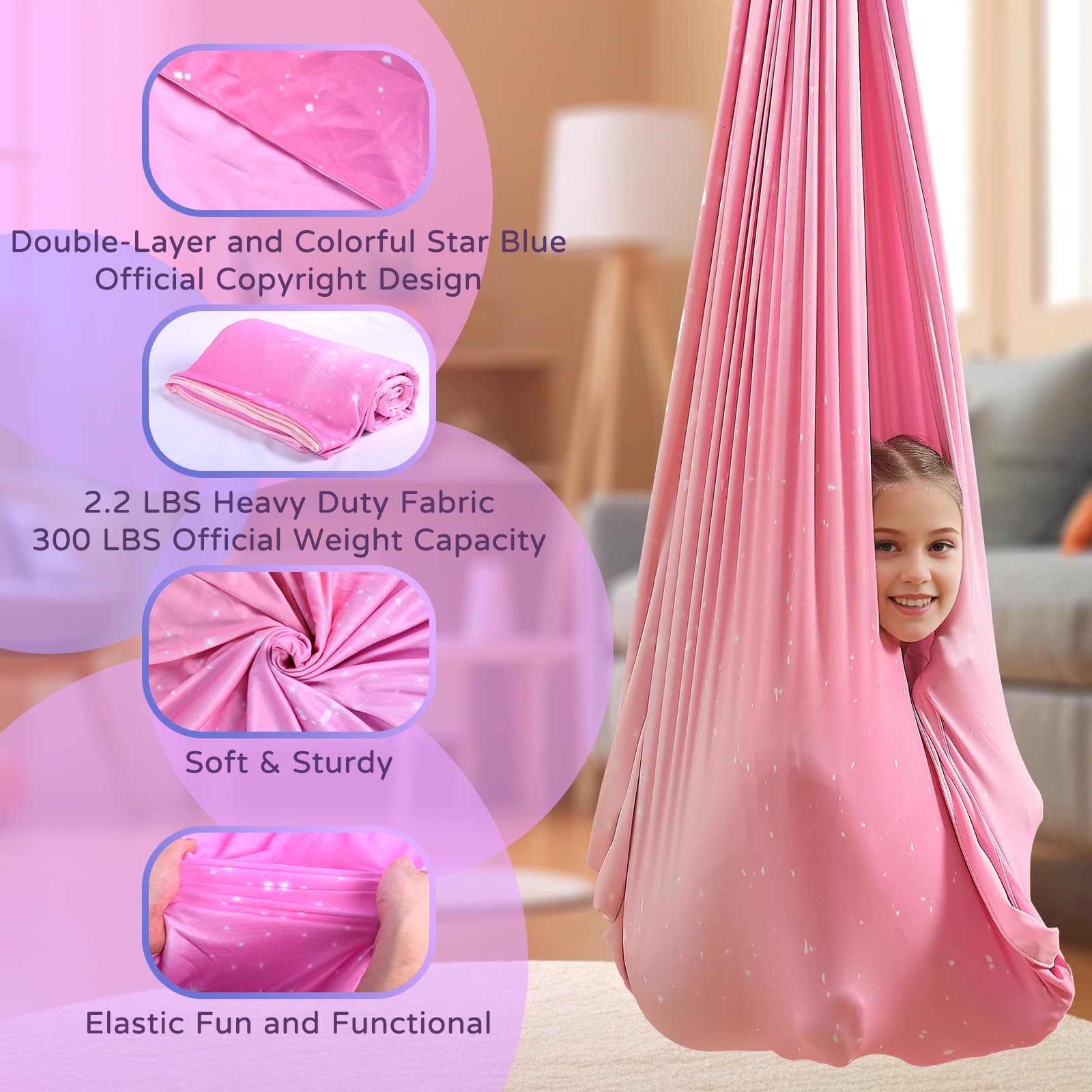 Heyfriday sensory swing 360 swivel hanger kit supports varied movements