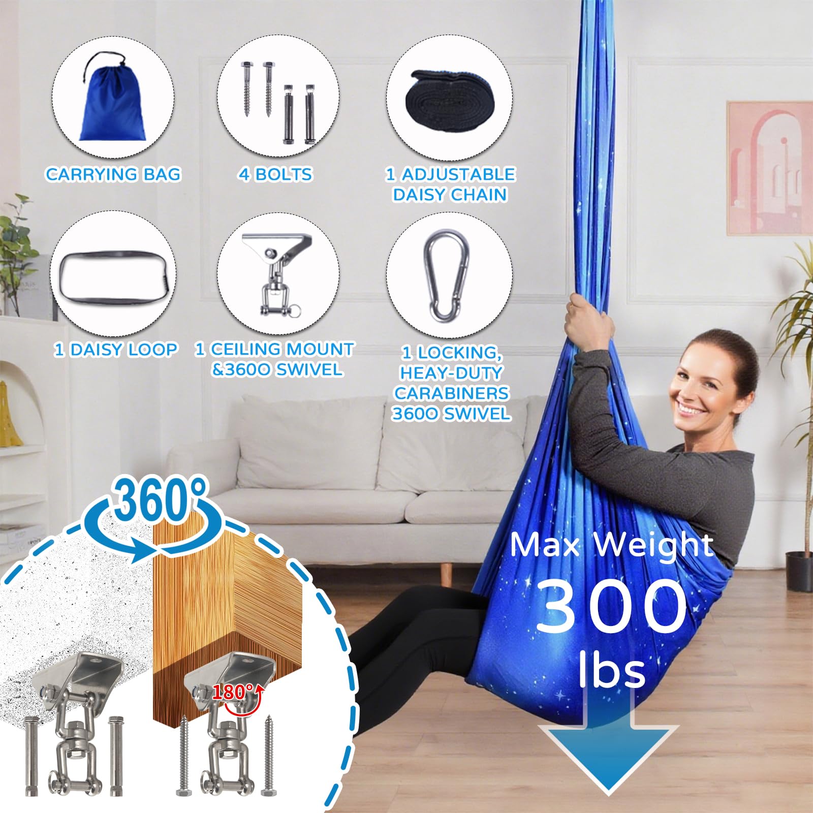 Heyfriday sensory swing with included hardware for easy setup