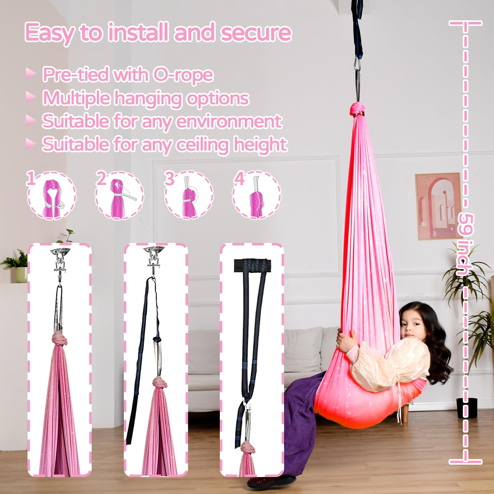Heyfriday sensory swing soft plush fabric resists stretching for daily use