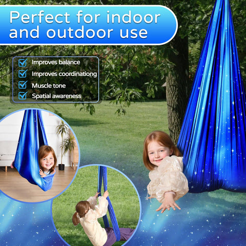 Heyfriday sensory swing in star blue adds calming color to any space