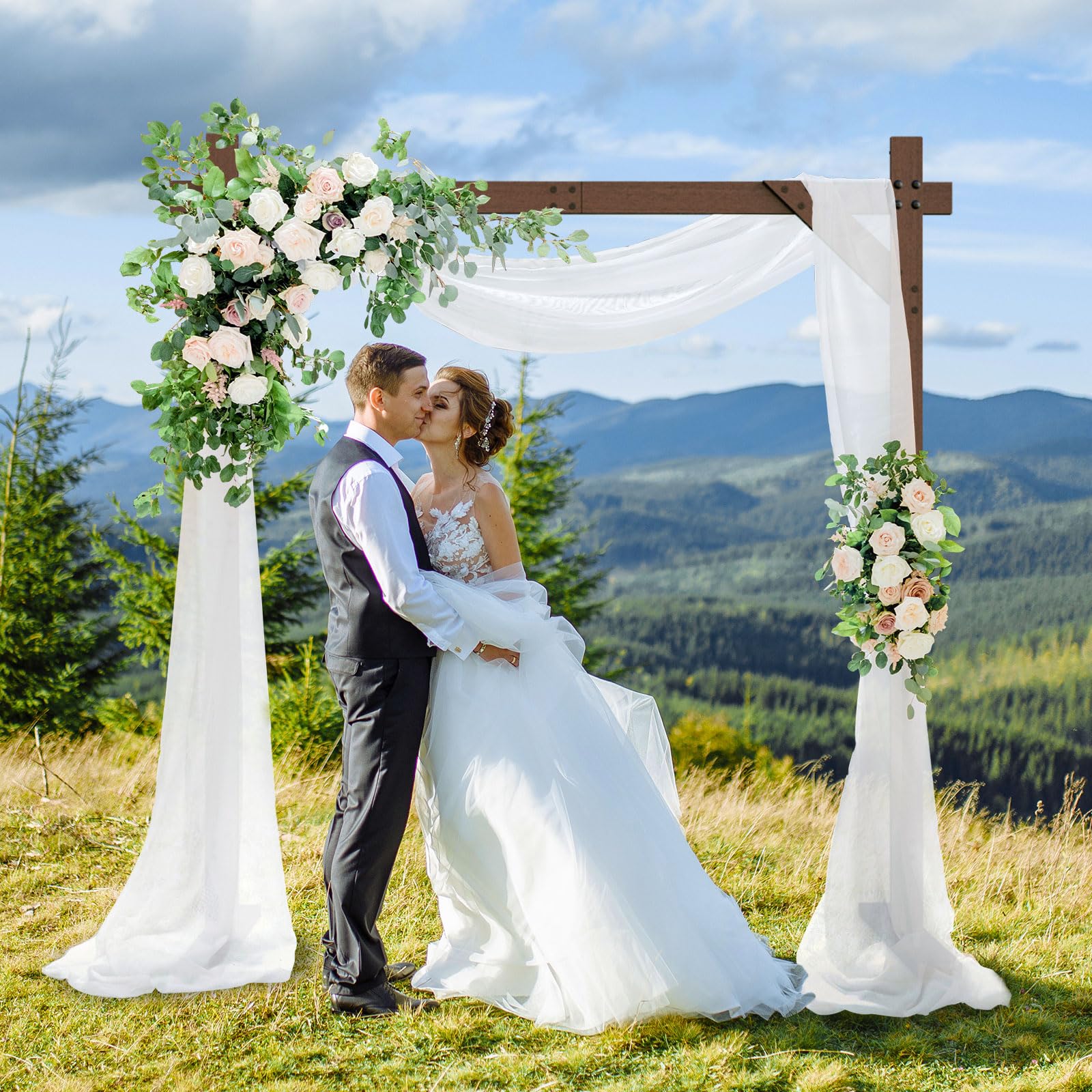 HeyMate Wedding Arch side view showing robust supports for stability