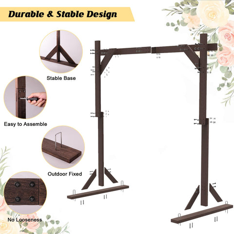 HeyMate Wedding Arch sturdy base highlights secure outdoor setup