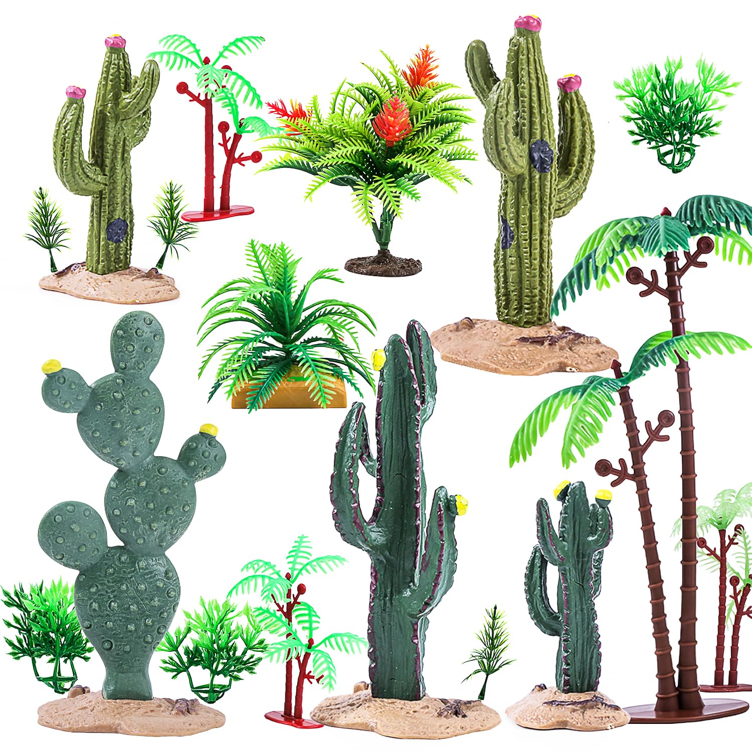 heynsgu 20pcs cactus and grasses set for realistic micro dioramas and scenic train layouts