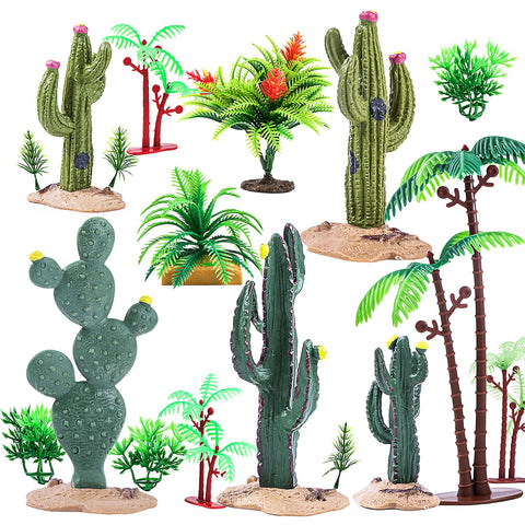 heynsgu 20pcs cactus and grasses set for realistic micro dioramas and scenic train layouts