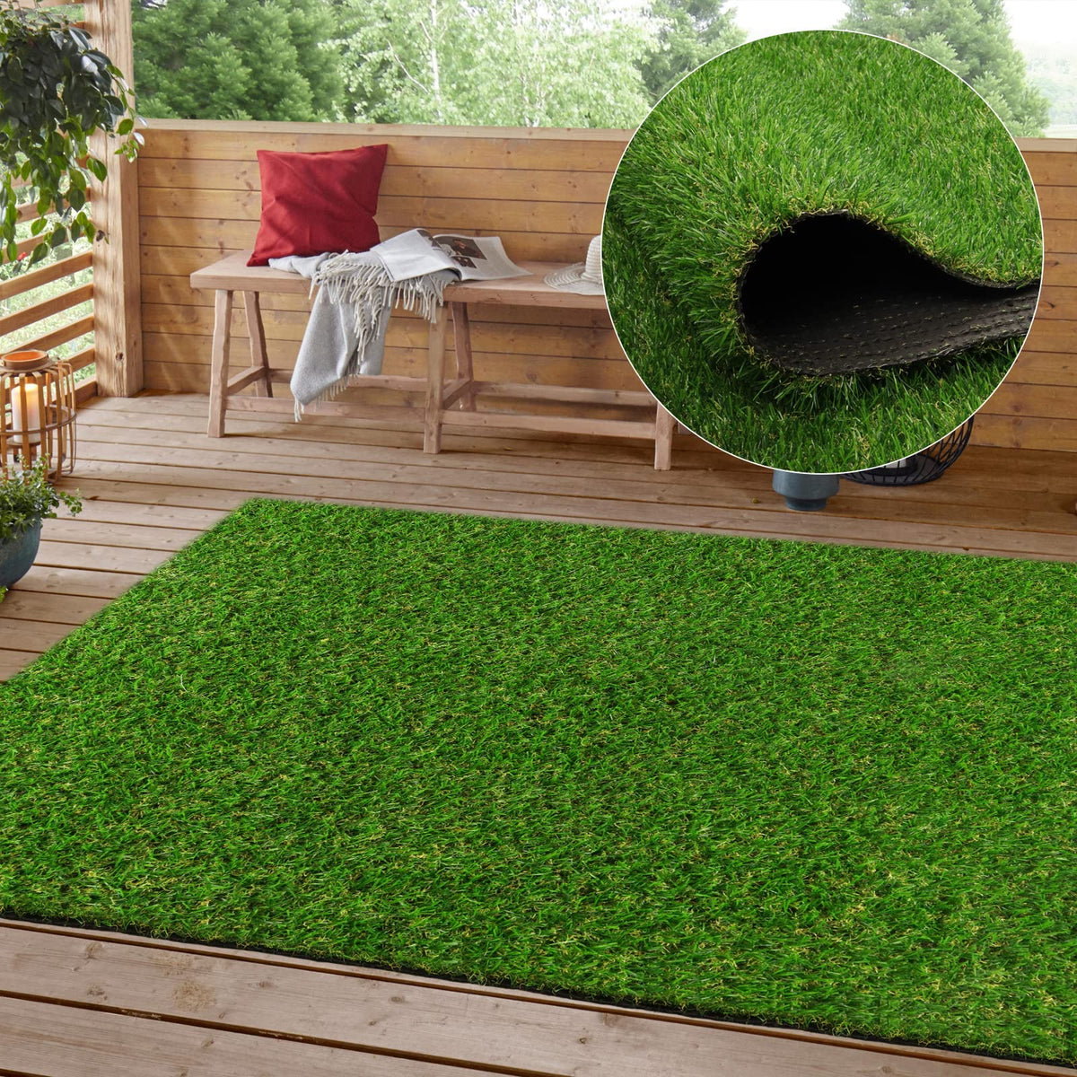 Heyroll artificial turf with soft-feel-grass offers a comfortable outdoor lawn.