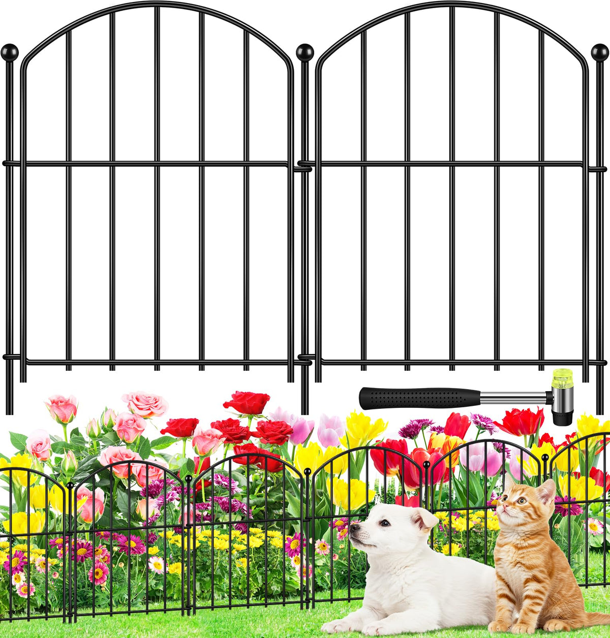 HEYRSUN decorative garden fence arch 17in for elegant flower bed boundaries