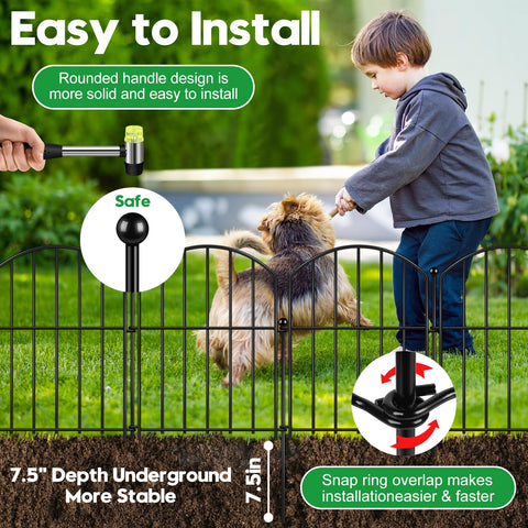 HEYRSUN no-dig fence stake installation shows quick setup without digging