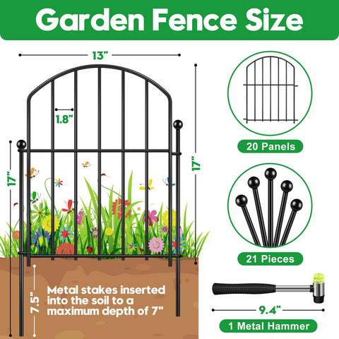 Heyrsun no dig install stakes shown for quick, safe fence setup around flower beds.