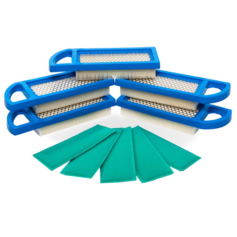 HEYZLASS 5-pack air filters ready for quick lawn mower maintenance.