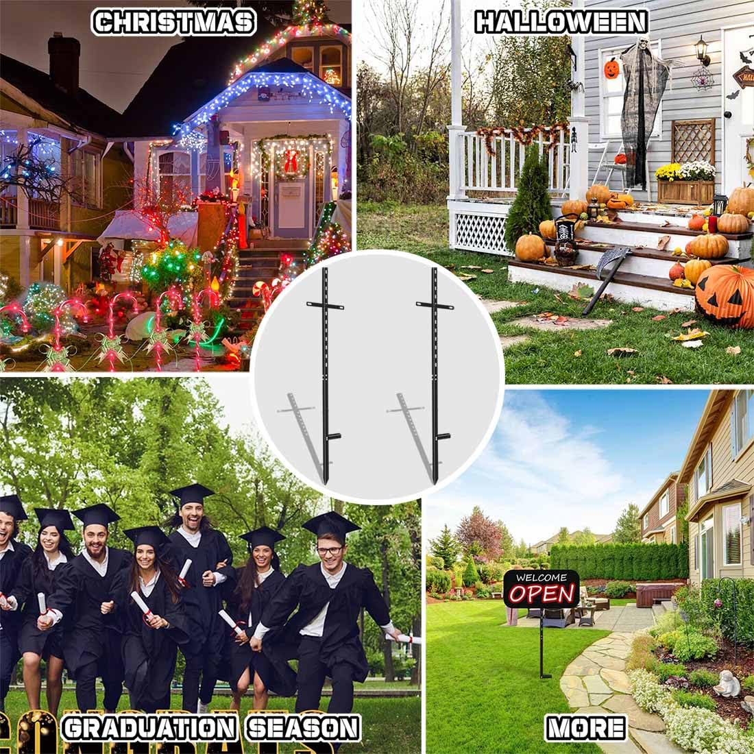 Hezaosth 5-pack provides multiple stake options for events, holidays, and yard signage