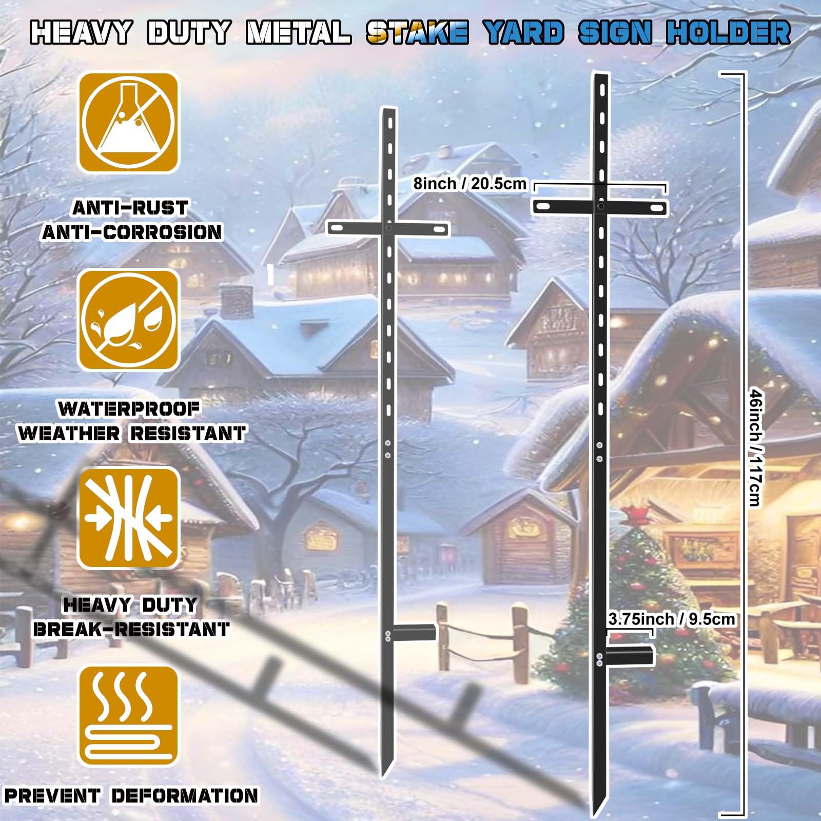 Hezaosth heavy-duty metal stake assembly ensures stable signs even in windy spots